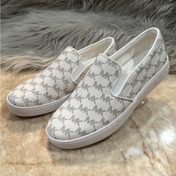 Michael Kors Women’s Keaton Slip-On Logo Sneakers-White Logo - Picture 2 of 8